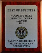 best of business award in woodland hills ca for personal injury attorney barry p goldberg