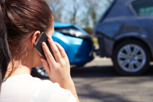 Uber Accident Lawyer Woodland Hills, CA with a rear-end accident on the side of a freeway