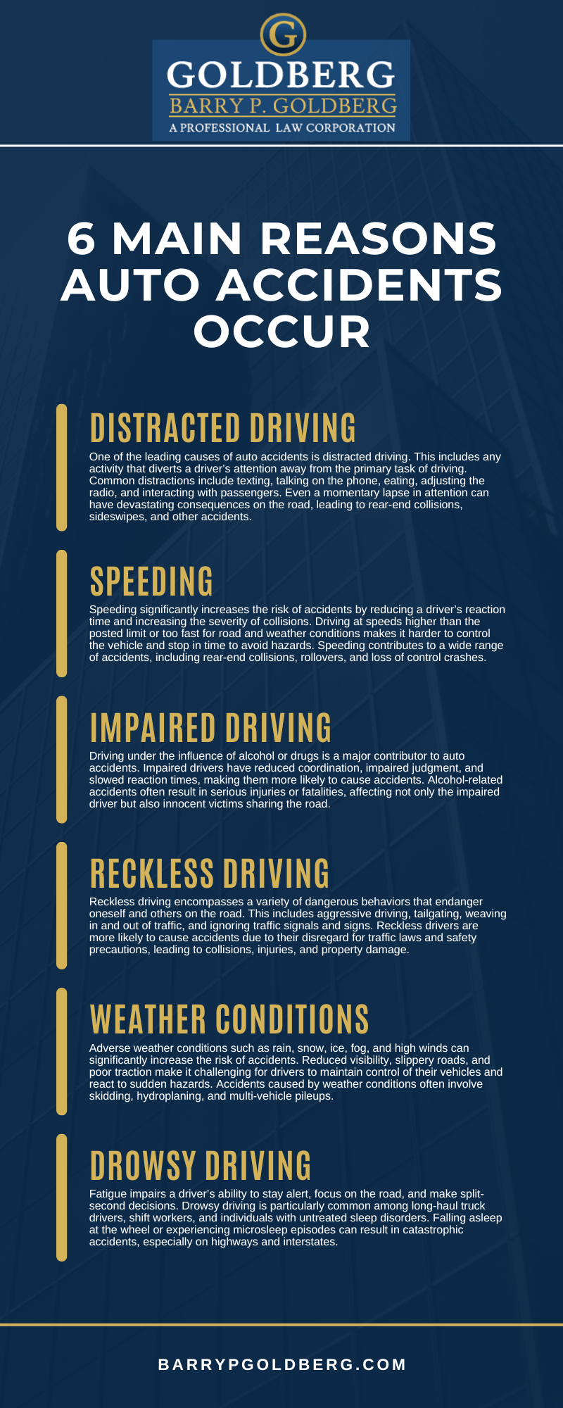 6 Main Reasons Auto Accidents Occur Infographic