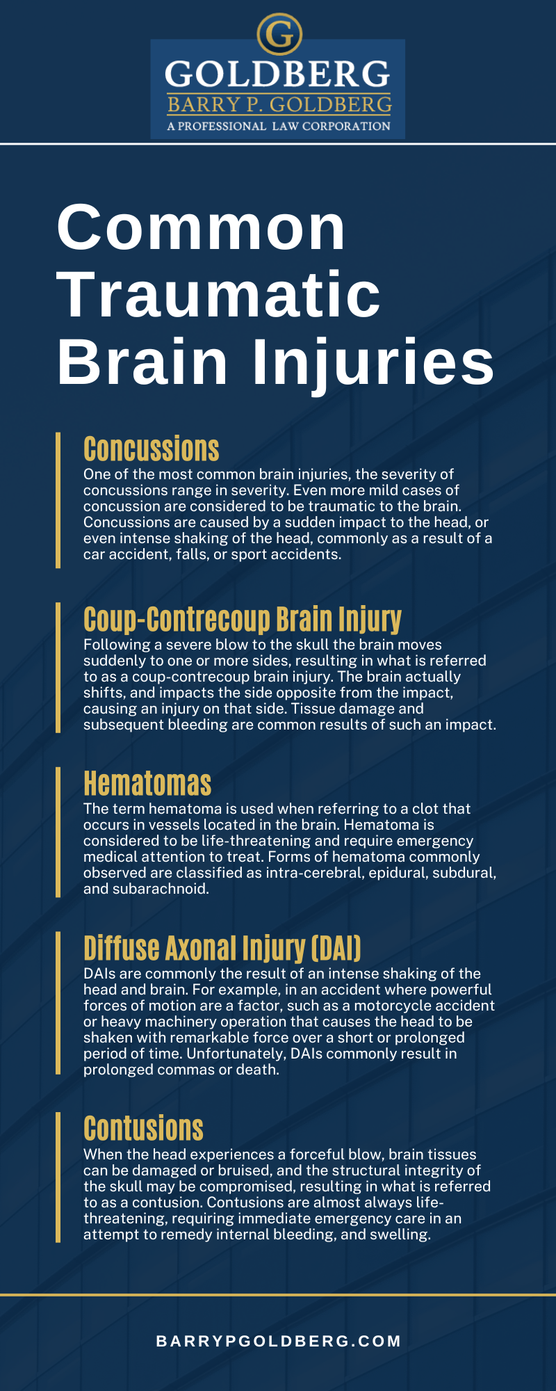 Common Traumatic Brain Injuries Infographic